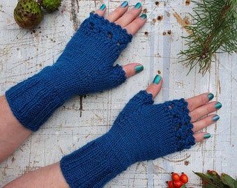 Fingerless Gloves Knitting Pattern, Knitted Gloves With Flower Edge Tutorial, Lacy Gloves PDF Download, DIY Mittens, Make Your Own Gloves