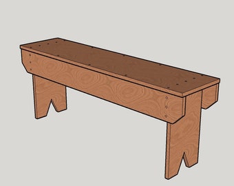 Rustic DIY 5 Board Farmhouse Bench Build Plan, Woodworking Project Plans, Easy to follow Step by Step plans,  Basic/Beginner Woodworking
