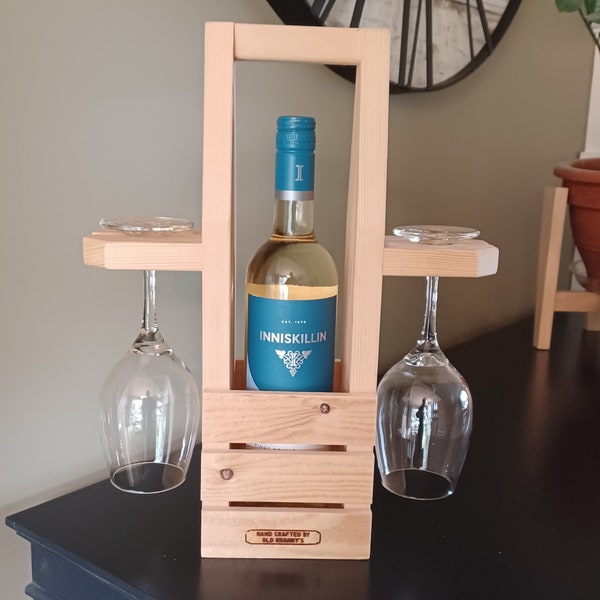 Wine tote for two plan, Perfect Christmas gift, wedding gift, housewarming gift,  scrap wood Project, Christmas Crafts, woodworking plan