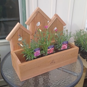 DIY nep vogelhuisje cederplanterplan, plan houtbewerkingsprojecten voor beginners, basisplan houtbewerking. Cadeau-idee voor Moederdag