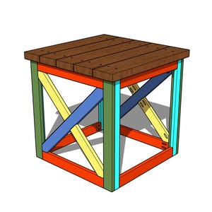 DIY X Base Patio Side Table Plan: Beginner Woodworking Project (PDF Download)