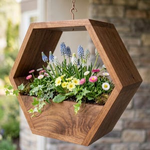 Easy Hanging Hexagonal Flower Box Plan: Fun Beginner Scrap Wood Project