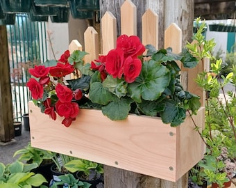 DIY Cedar Picket Fence Planter Box Plan: Beginner Woodworking Project (PDF Download)