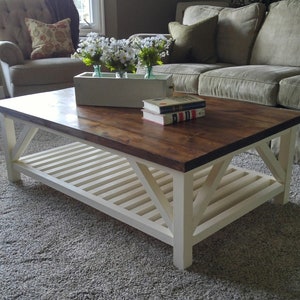 Rustic Farmhouse Coffee Table Plan: Beginner Woodworking Project (PDF Download)