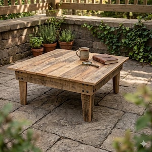 Progetto semplice per tavolino da caffè da esterno in legno di pallet: progetto di falegnameria per principianti (91x91x40 cm)