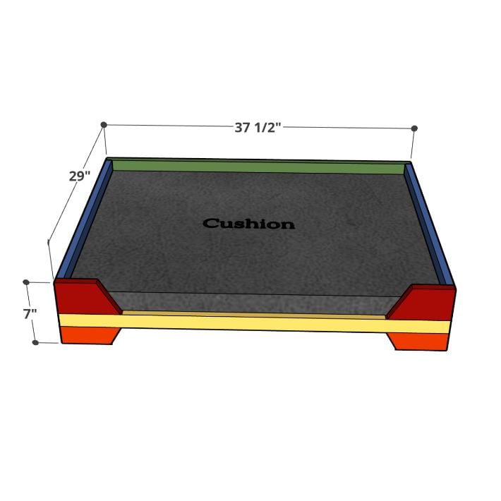 DIY Modern Dog/Pet Bed Plan , Easy Colour Coded Step by Step Beginner Woodworking Projects Plan, Basic woodworking plan