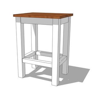Peut inclure: Tabouret en bois blanc avec un plateau en bois brun et une étagère inférieure. Le tabouret mesure environ 76 cm de haut.