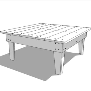 Simple Patio Coffee Table Plan, Easy Beginner Step by Step woodworking projects plan. Pallet Wood Project, Basic Woodworking Plans