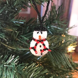 Hand-Beaded Cristmas Ornaments Snowman