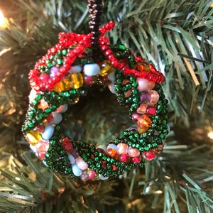 Hand-Beaded Cristmas Ornaments Wreath