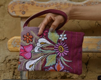 Glitter Purple Up-cycled Handmade Fairtrade Wristlet made in Mexico by Women's Coopearative