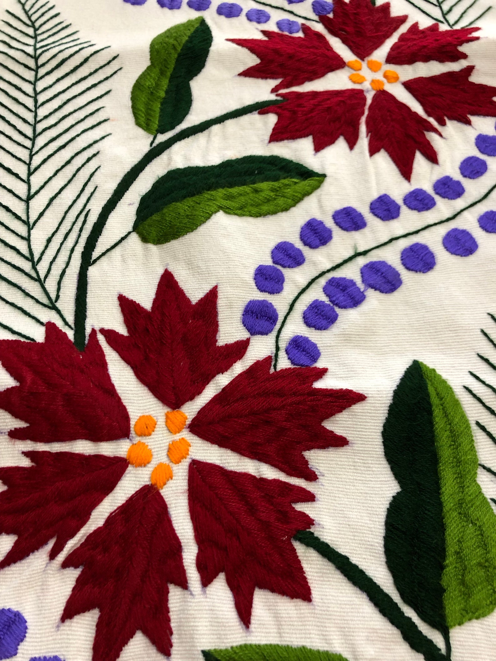 Handwoven and Embroidered Tapestry Poinsettia Etsy