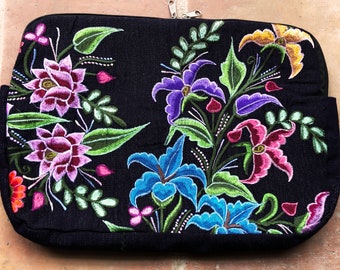 Handmade floral embroidered boho-chic laptop case