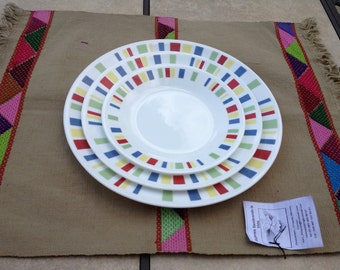 Handwoven and Embroidered Placemat - Sand