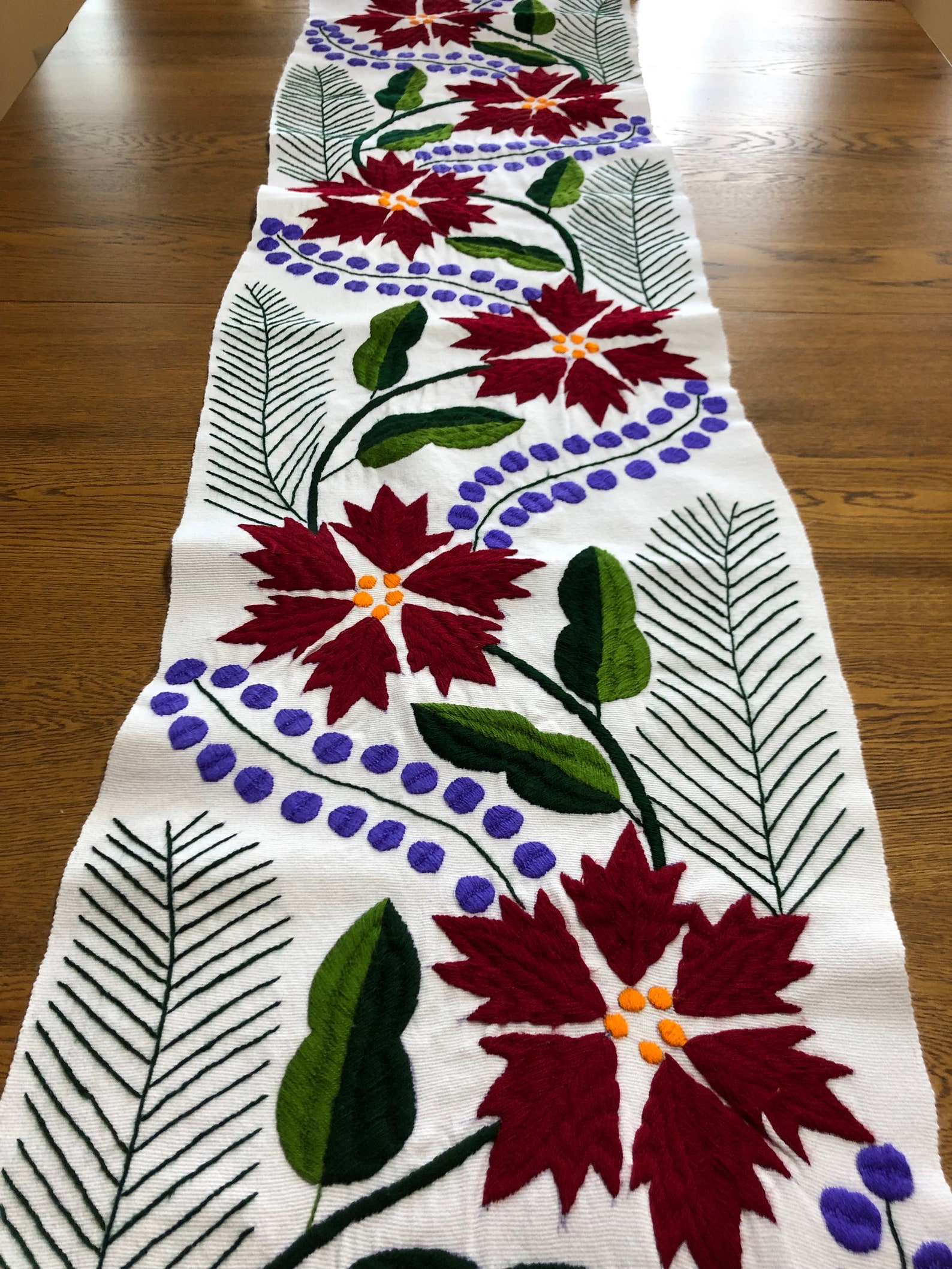 Handwoven and Embroidered Tapestry Poinsettia Etsy