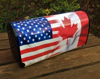 American-Canadian Flag Mailbox