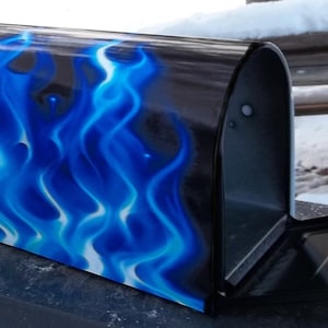 Painted and or other mixed media Mailbox-Blue Flames