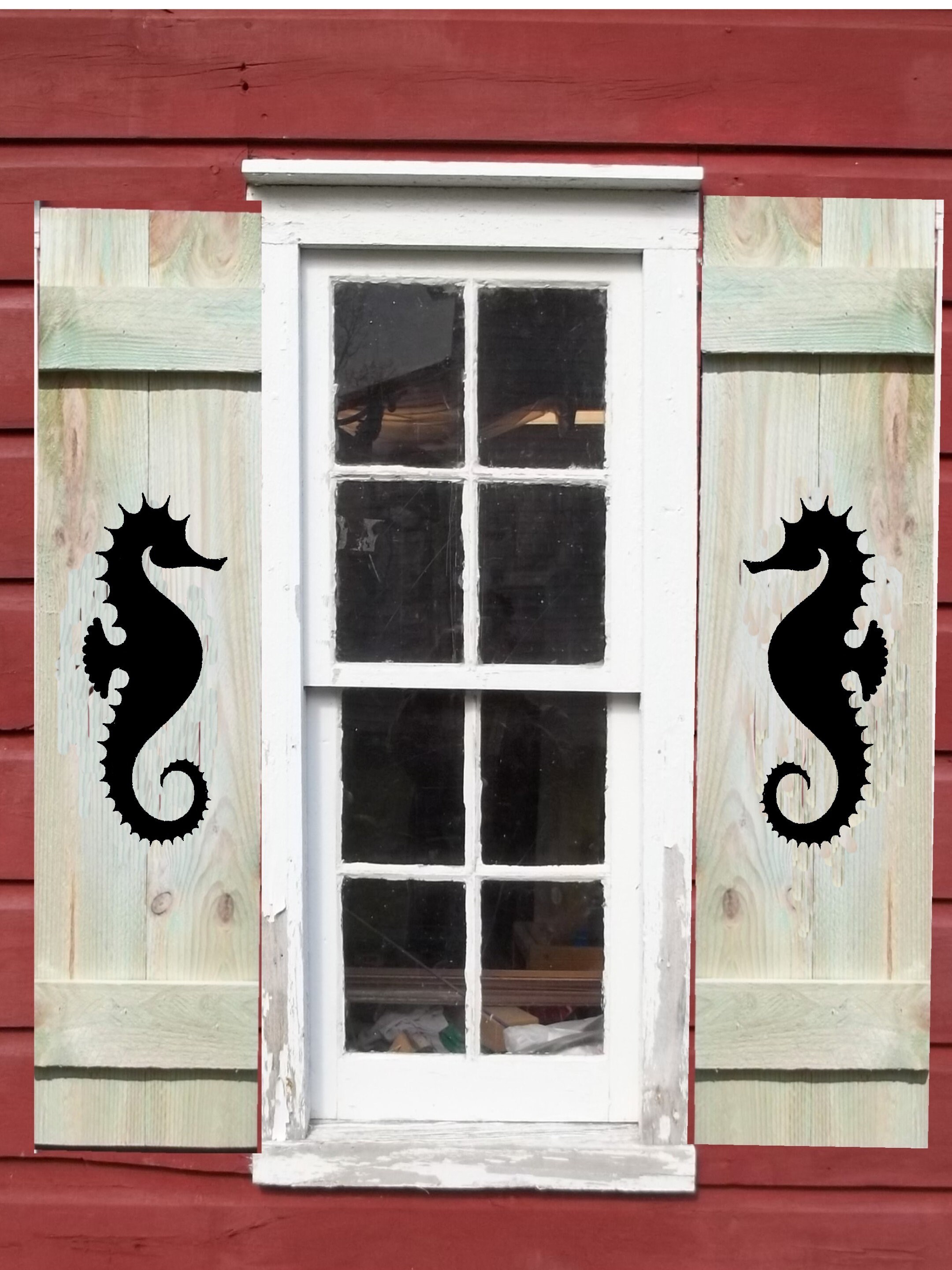 Seahorse Painted or Cut Out on Wood Shutters Etsy