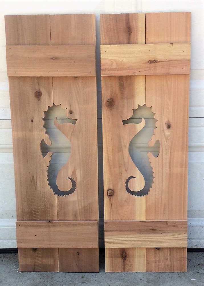 Seahorse Painted or Cut Out on Wood Shutters Etsy