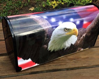 Painted and or other mixed media mailbox-Eagle and Flag