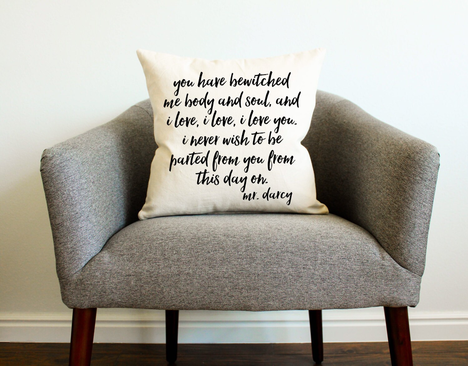 Mr. Darcy Quote Pillow Cover Literary Quote Gift for Her Etsy
