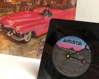 Aretha Franklin - recycled vinyl record clock