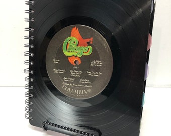 Chicago and Jefferson Starship -  recycled vinyl record notebook