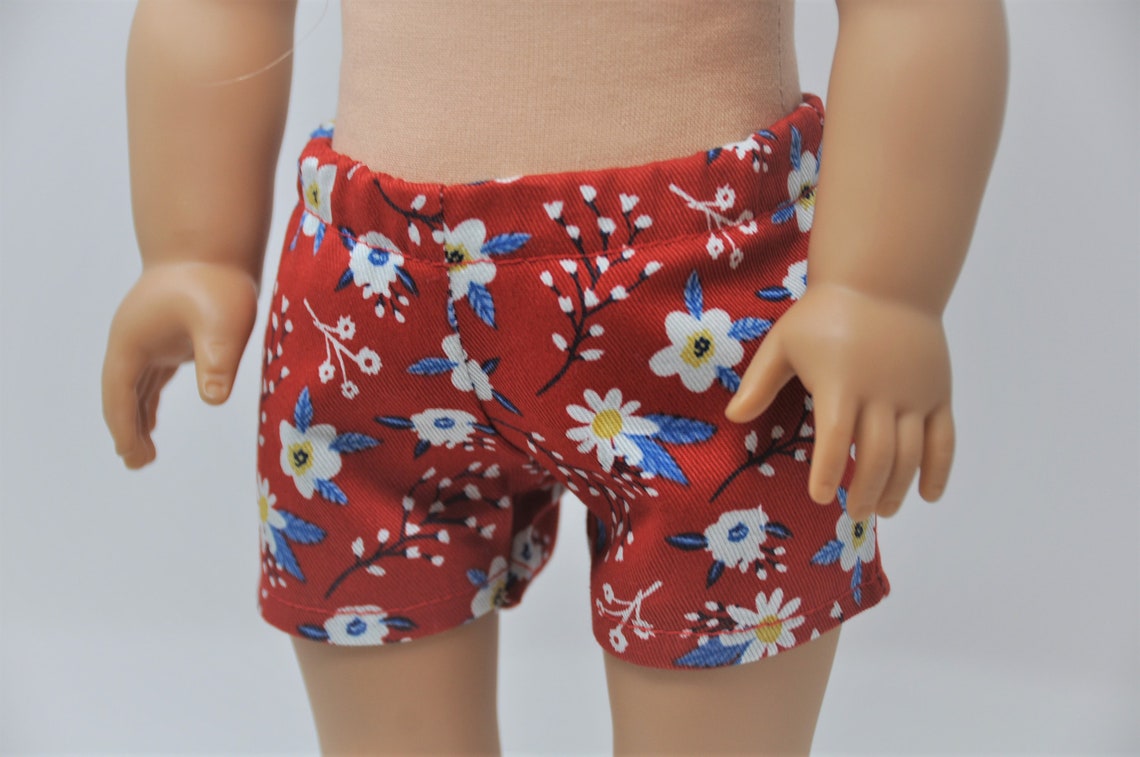 Red Doll Shorts 18 Inch Doll Clothes Floral Doll Shorts Etsy