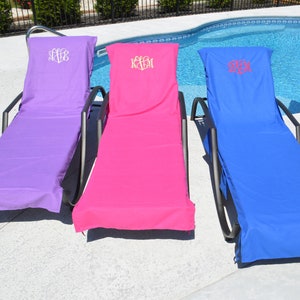 Embroidered Lounge Chair covers, beach chair cover, pool chair towel image 2