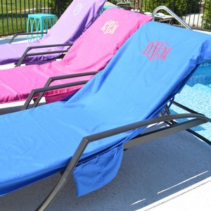 Embroidered Lounge Chair covers, beach chair cover, pool chair towel image 1