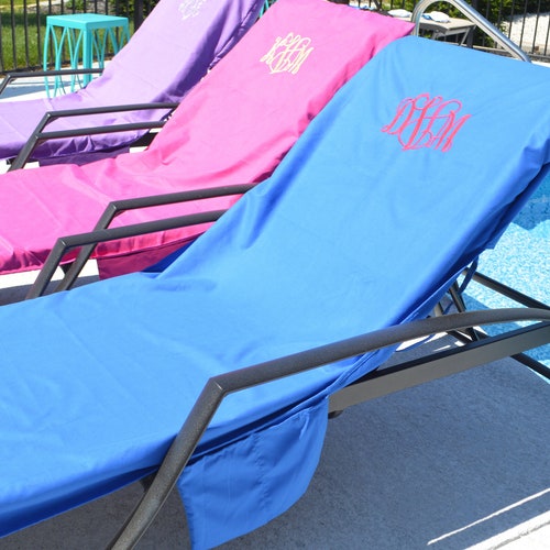 Monogrammed Chaise Lounge Beach Chair Cover Towel Etsy