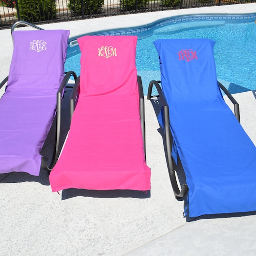 Monogrammed Chaise Lounge Beach Chair Cover Towel - Etsy