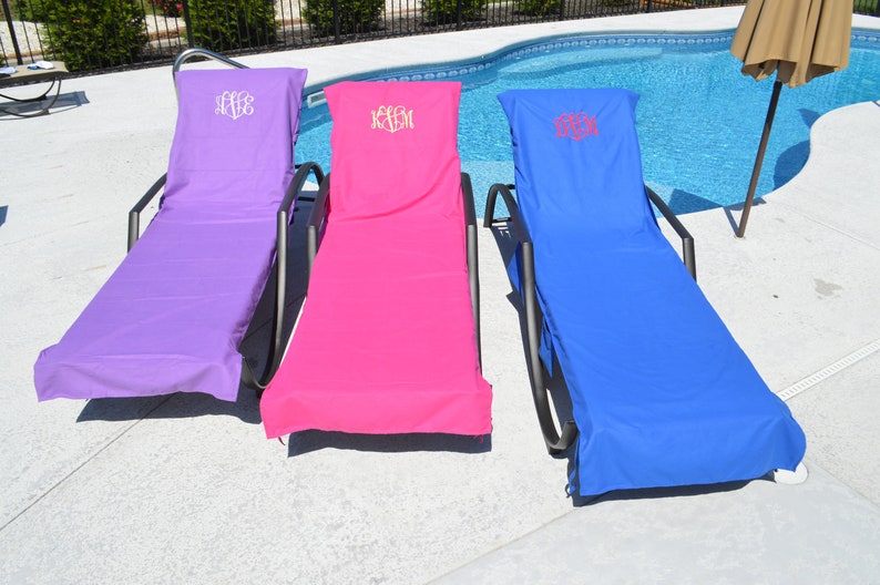 Embroidered Lounge Chair covers, beach chair cover, pool chair towel image 2