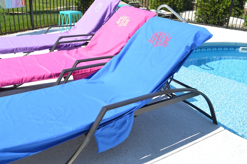 Embroidered Lounge Chair covers, beach chair cover, pool chair towel image 1