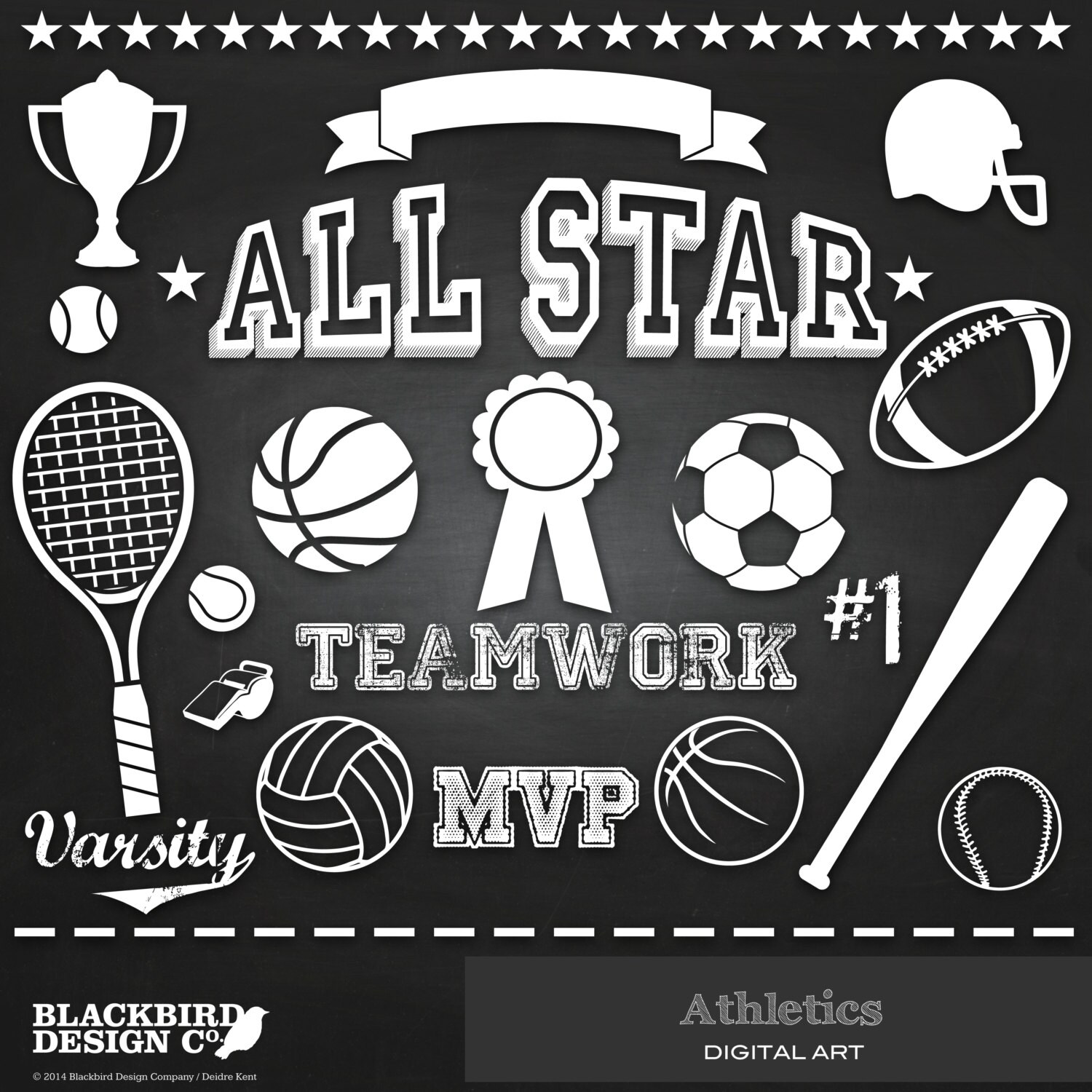 Athletics Chalkboard Style Clipart Digital Clip Art Graphics Etsy