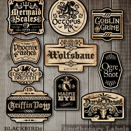 Apothecary Labels - Halloween Labels - Digital Clip Art Graphics