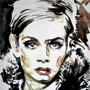 Twiggy Fashion Model Art Print Vogue Portrait Watercolor Illustration Poster Wall Decor Limited Edition Poster Print