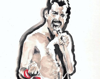 Freddie Mercury Art Print: Queen Rock Legend, Watercolor Illustration, Limited Edition