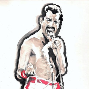 Freddie Mercury Queen Art Print Portrait Rock Music Poster Watercolor Illustration Wall Decor Limited Edition Poster Print