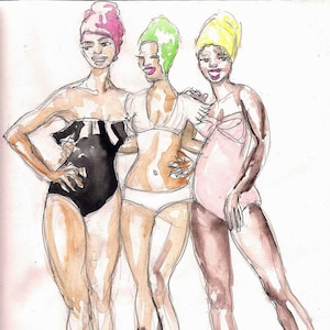 Black Women African  American Women Beach Summer Sisterhood Art Print Bikini Portrait Limited Edition Poster Print