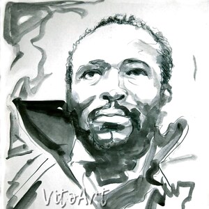 Marvin Gaye Portrait Art Print Inner City Blues Album Cover Ink Watercolor Illustration Limited Edition Poster Print