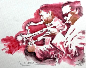 Miles Davis & John Coltrane Jazz Art Print: Limited Edition Watercolor