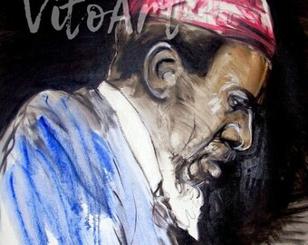 Thelonious Monk Jazz Art Print Piano Portrait Illustration Wall Decor Limited Edition Poster Print