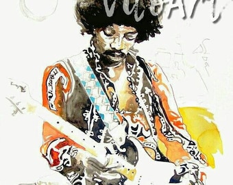 Rock Guitar Player Music Watercolor Art Portrait Wall Decor Limited Edition Poster Print