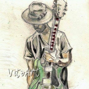 Gary Clark Jr Blues Guitar Player Art Print Texas New Orleans Music Watercolor Portrait Limited Edition Poster Print