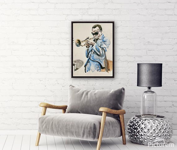 Miles Davis Blue 70s Swag Jazz Trumpet Portrait Limited Edition