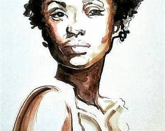 African American Woman Afro Art Print: Natural Hair Illustration (Digital Download)