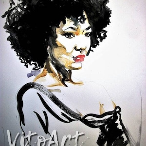 African American Woman Natural Hair Afro Afrocentric Digital Print Digital Download Instant Download Illustration