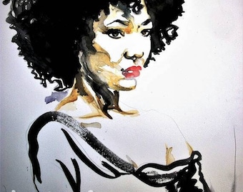 African American Woman Afro Art Print: Natural Hair Illustration (Digital Download)