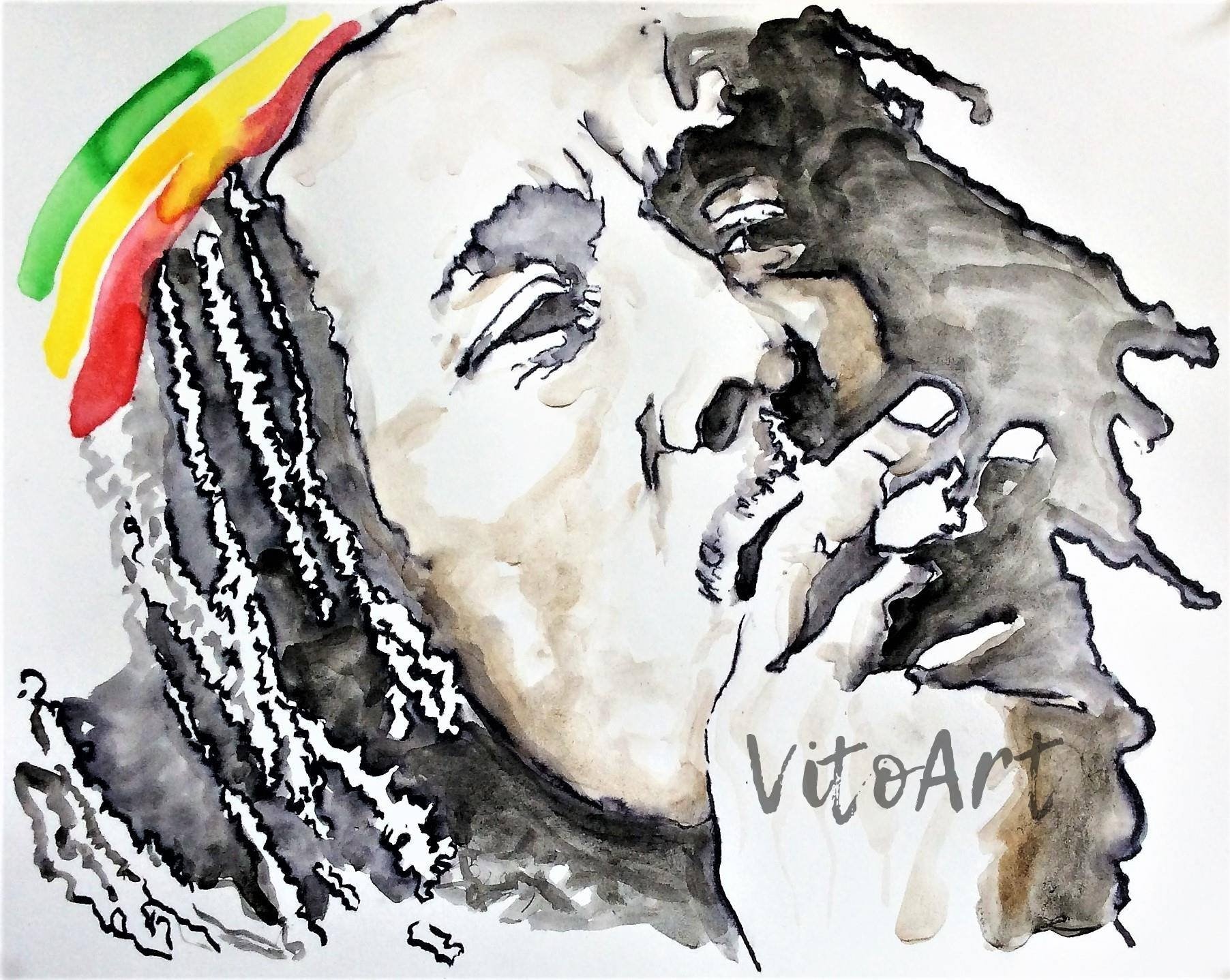Bob Marley Art Print: Limited Edition Watercolor Portrait - Etsy